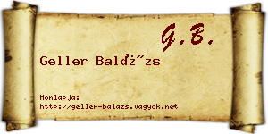 Geller Balázs névjegykártya